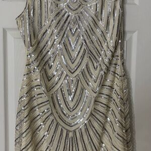 Unique Vintage Sequin Sleeveless Cocktail Dress